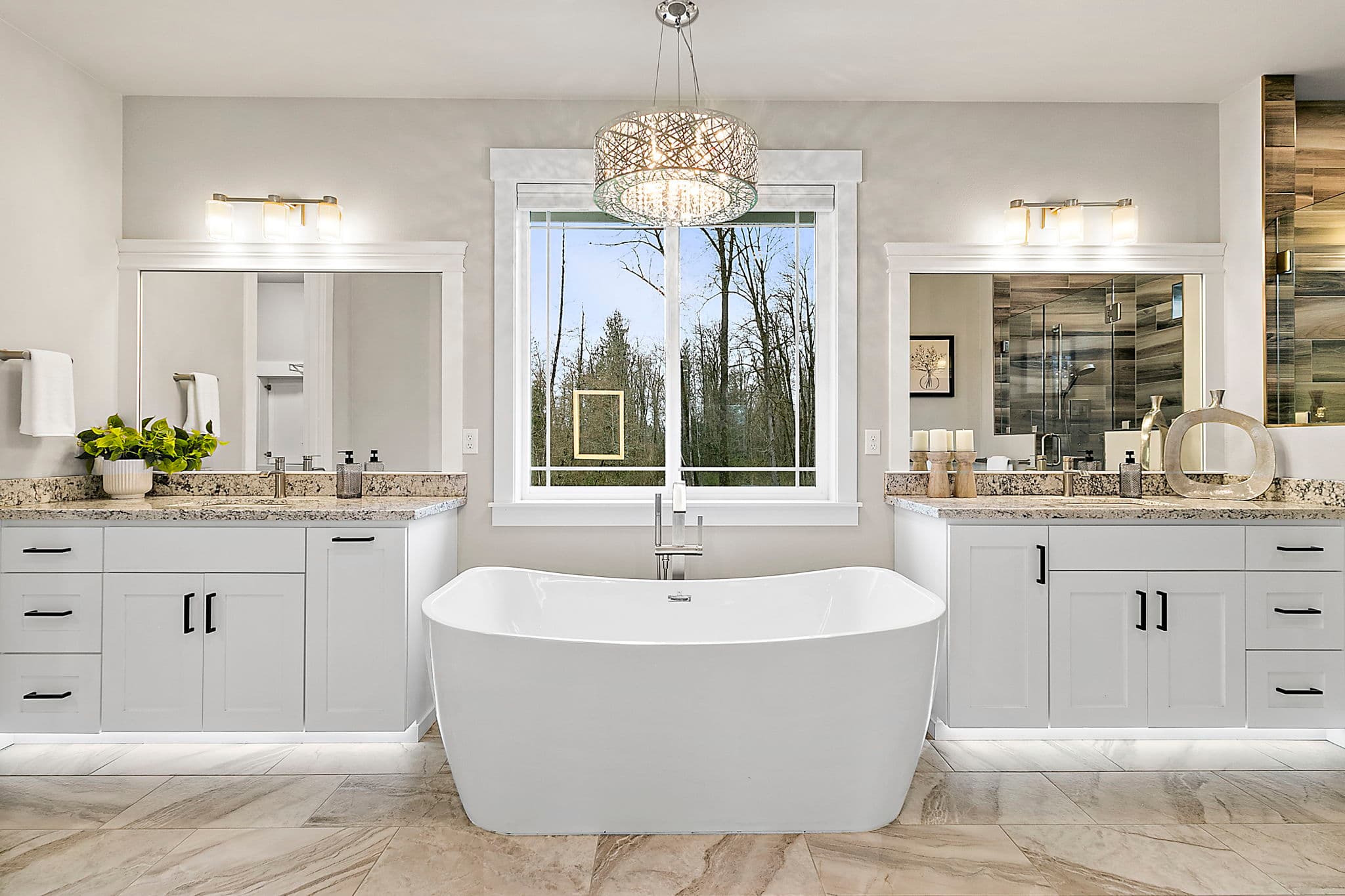 Primary bathroom with freestanding tub